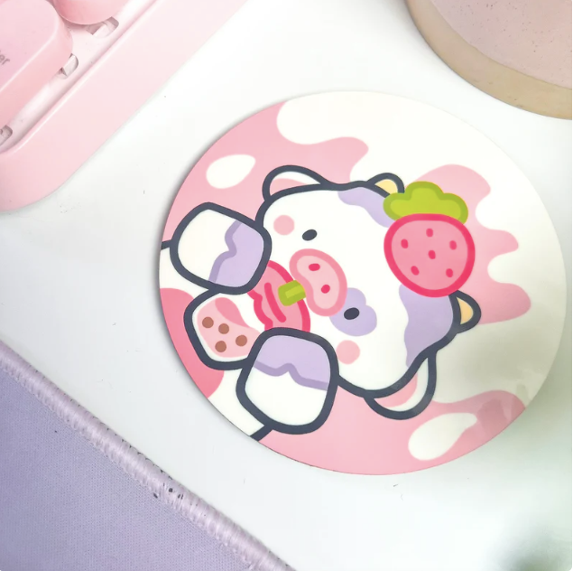 Kawaii Cow met Boba Onderzetter