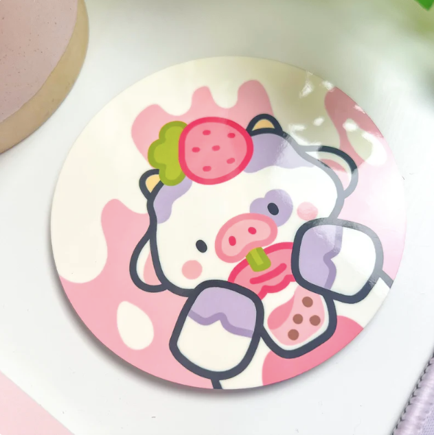 Kawaii Cow met Boba Onderzetter