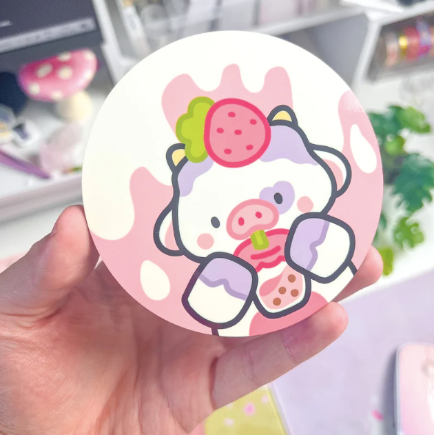 Kawaii Cow met Boba Onderzetter